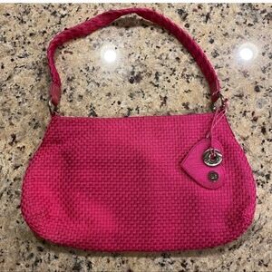 The SAK Crochet Purse In Hot Pink. Has A Hanging Heart Charm. EUC